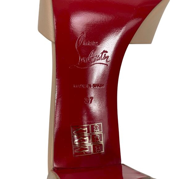 Christian Louboutin So CL Mules 55 Leather Heel Sandal Beige  Size 37 - Picture 10 of 12